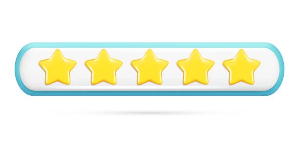 istock Realistic 3d rating feedback with 5 golden stars. Customer 3d glossy cartoon best quality review, user rating, feedback score icon, five-point scale. Vector illustration isolated on white background 1662678023