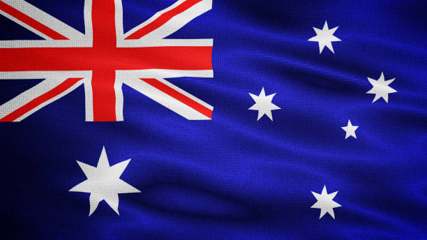istock Waving Fabric Texture Of Australia National Flag Graphic Background 1662678166