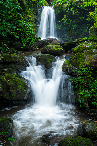 Beautiful deep forest waterfall at Thailand.