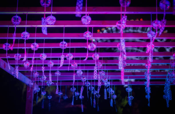 istock Colorful wind chimes illuminated 1662713382