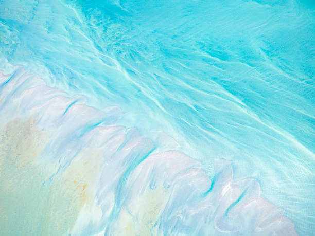 Aerial view of sand ripple sand tidal patterns Shark Bay Western Australia