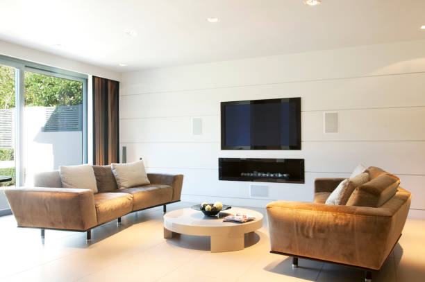 istock Sofas and television in modern living room 166272391