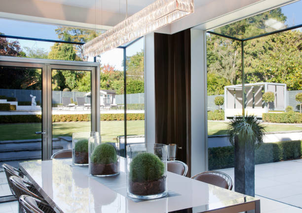 istock Centerpieces on table in modern dining room 166272397