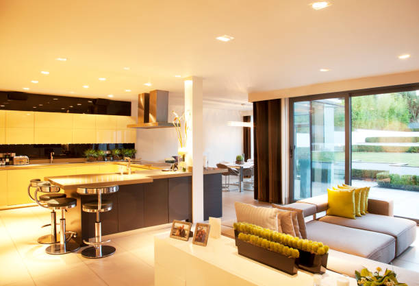 istock Kitchen and living room in modern home 166272414
