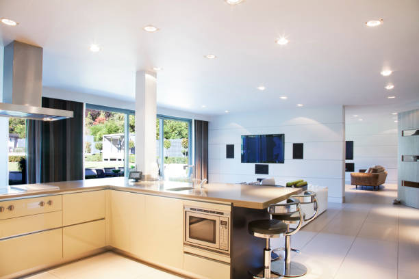 istock Kitchen and living room in modern home 166272417