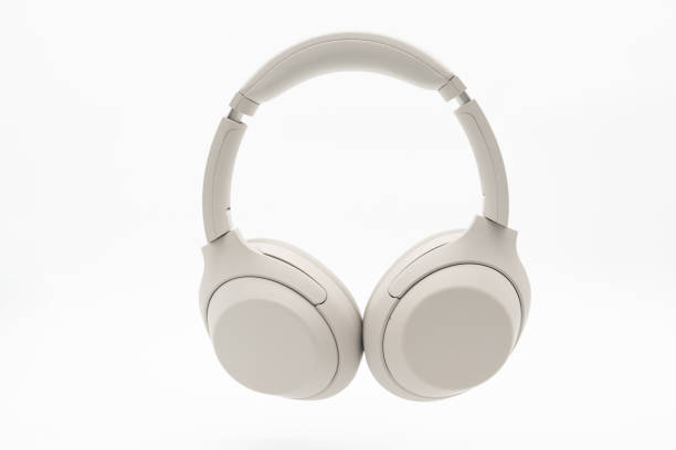 istock Wireless Silver headphones background on isolated background. With Noise Cancelling and Integrated Microphone. 1662728243