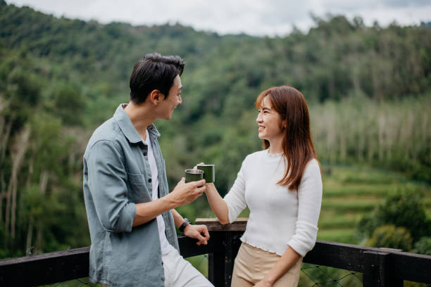 istock Couple enjoying vacation in nature resort 1662734536