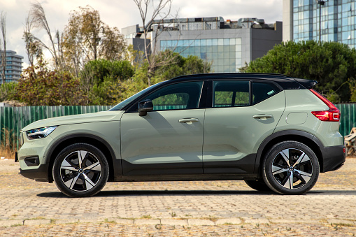 Istanbul, Turkey - September 5 2023 : Volvo XC40 Recharge Twin is a pure electric SUV model manufactured by Volvo Cars.