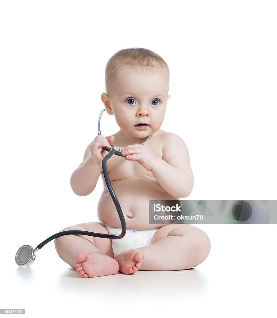 Cute Baby Girl With Stethoscope In Hands Stock Photo - Download ...