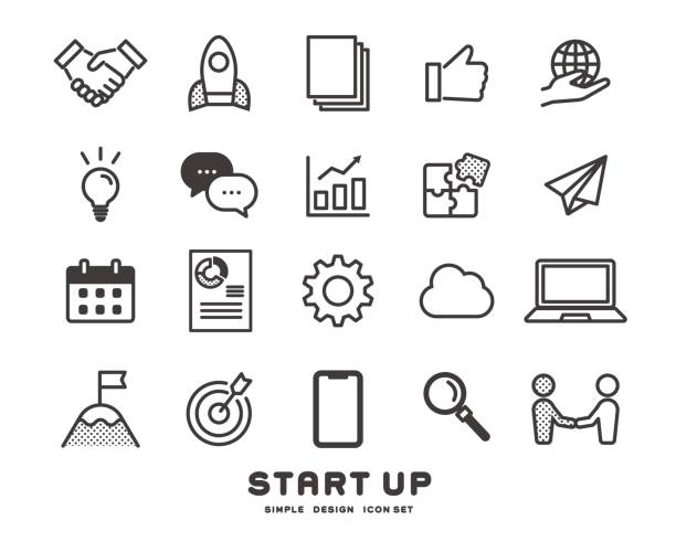 ilustrações de stock, clip art, desenhos animados e ícones de vector illustration material of simple icons about meetings and startups - symbol computer icon calendar icon set