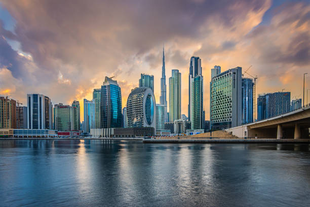 istock Evening mood with skyline of dubai 1662817736
