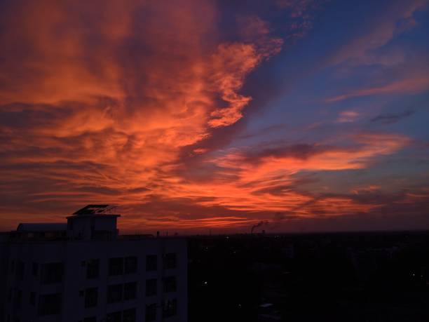istock Beautiful evening sky with river and clouds 1662817737