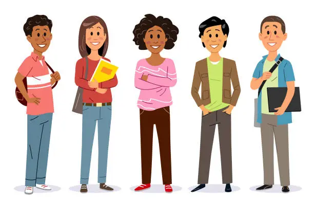 Vector illustration of Group Of Students