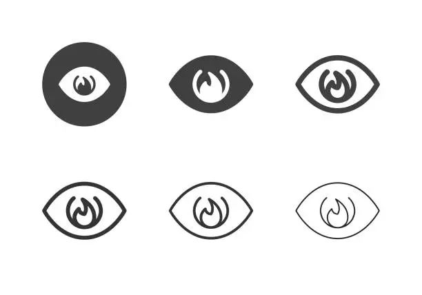 Vector illustration of Flame Eye Icons - Multi Series