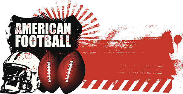 american football shield with grunge red banner vector art illustration