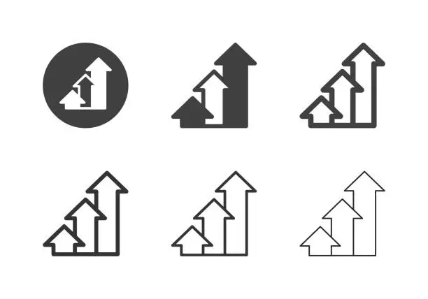 Vector illustration of Three Arrow Icons - Multi Series