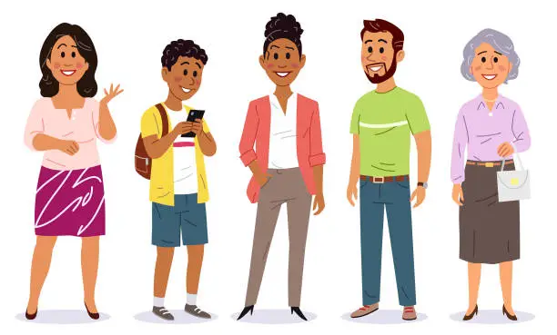 Vector illustration of Diverse Group Of People