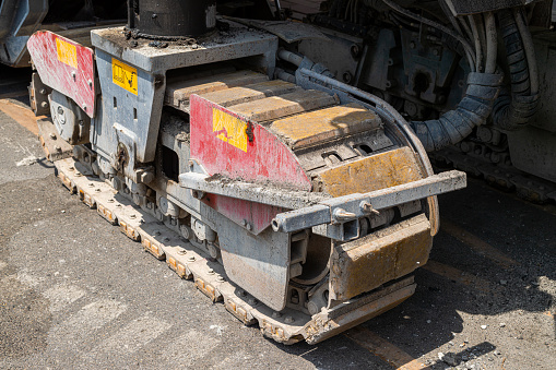 Excavator Bulldozer Tracks Closeup