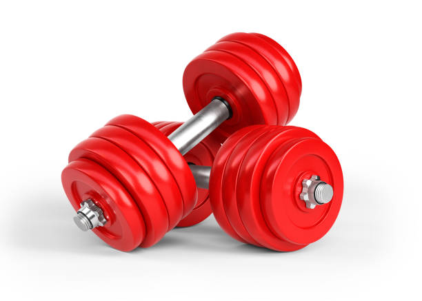 istock 3d illustration of two red dumbbells over white background 1662844483