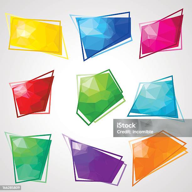 Discorso Bolle Multicolore Con Astratto Sfondo Triangolare - Immagini vettoriali stock e altre immagini di Appiccicoso