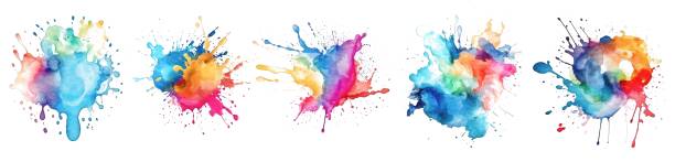 istock Watercolor splash collection isolated on white background 1662858326
