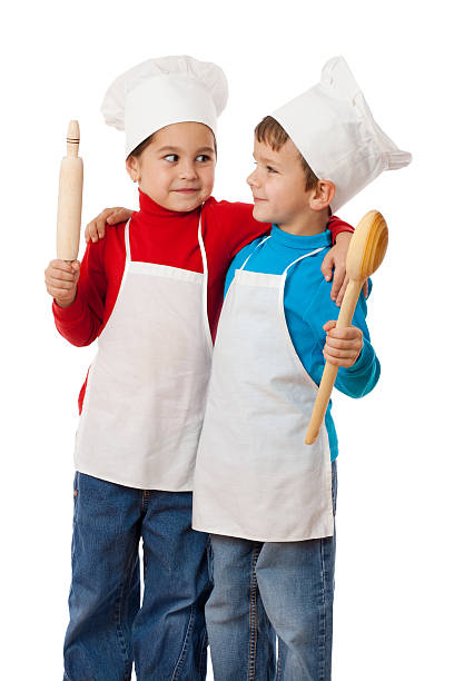 istock Little cooks with ladle and rolling pin 166285916