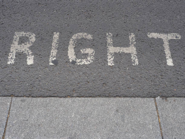 istock right sign painted on tarmac 1662863858
