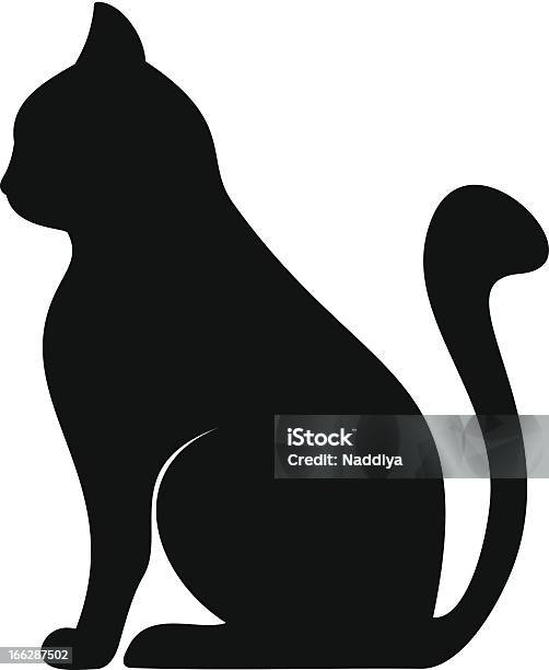 Black Silhouette Of Cat Vector Illustration Stock Illustration - Download Image Now - Domestic Cat, In Silhouette, Sitting