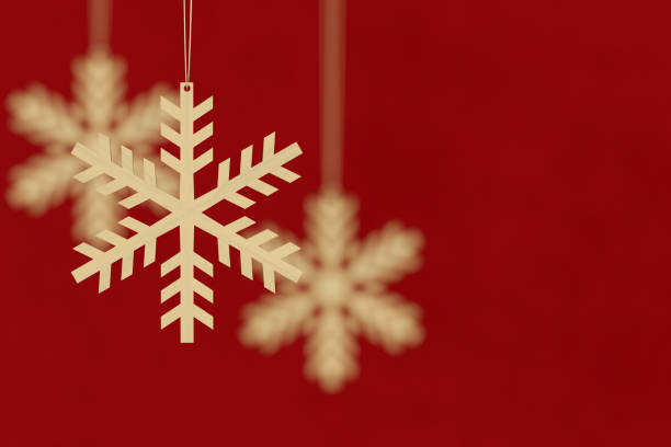 Christmas background with snowflake shape, new year concept on red background. Digitally generated image.