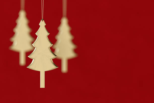 Christmas background with tree, new year concept on red background. Digitally generated image.