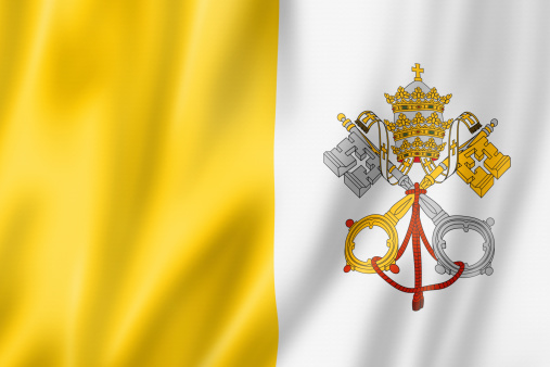 Vatican City flag, three dimensional render, satin texture