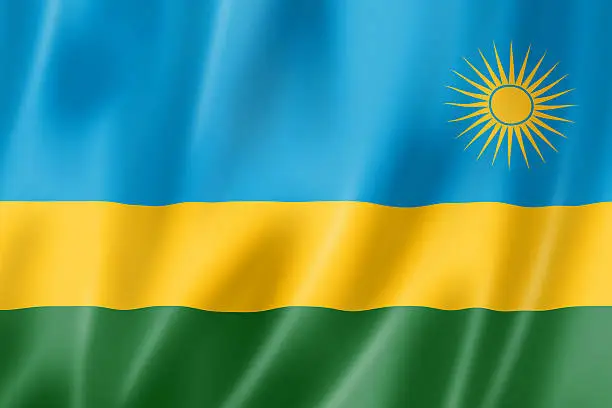 Rwanda flag, three dimensional render, satin texture