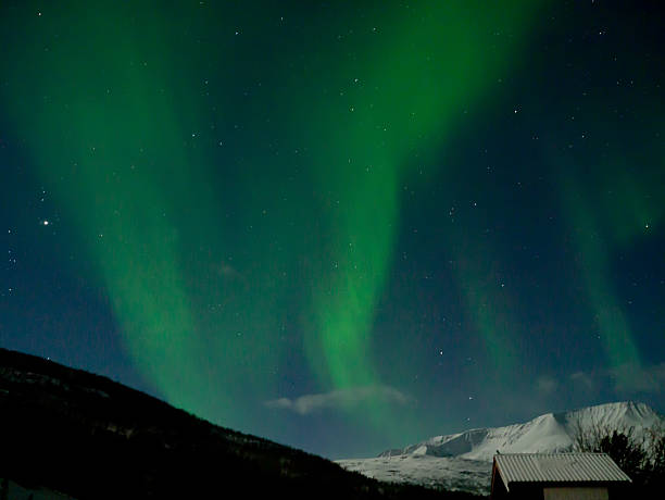 Aurora boreal na Noruega - foto de acervo