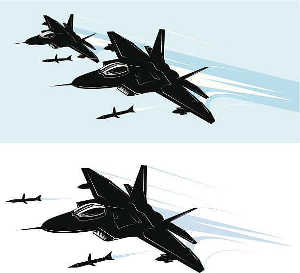 f - 22 랩터 warplane - bird of prey stock illustrations