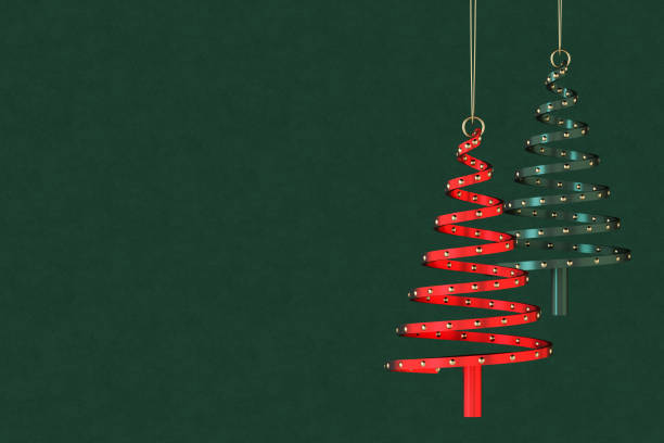 Christmas background with tree, new year concept on green color background. Digitally generated image.