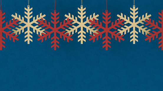 Christmas background with snowflake shape, new year concept on blue background. Digitally generated image.