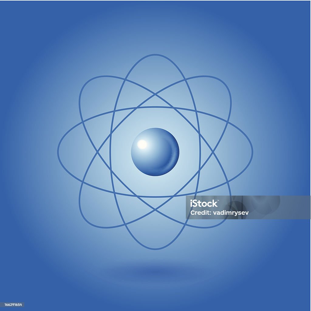 Орбитальная модели Атом на синем фоне - Векторная графика Абстрактный роялти-фри