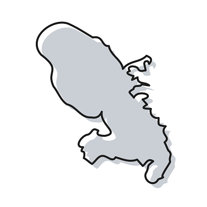 Map of Martinique sketched and isolated on a blank background. The map is gray with a black outline. Vector Illustration (EPS file, well layered and grouped). Easy to edit, manipulate, resize or colorize. Vector and Jpeg file of different sizes.