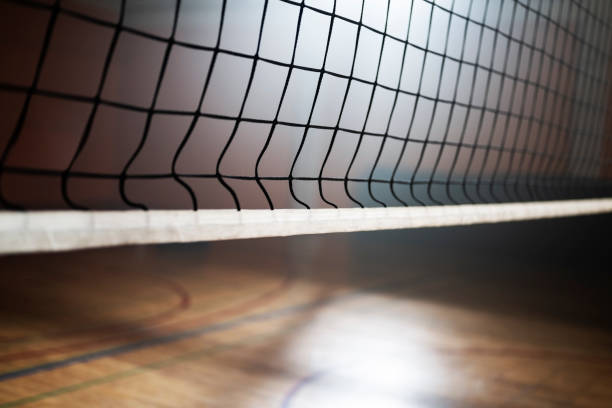 istock Empty court with volleyball net 1662950569