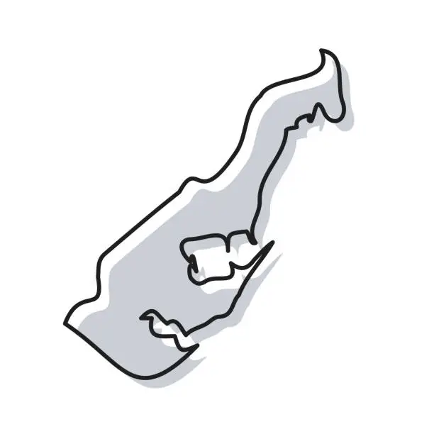 Vector illustration of Monaco map hand drawn on white background - Trendy design