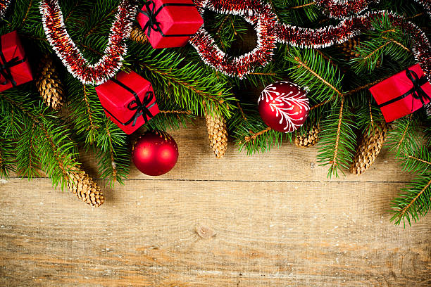istock christmas fir tree with pinecones, apples and decorations 166295851