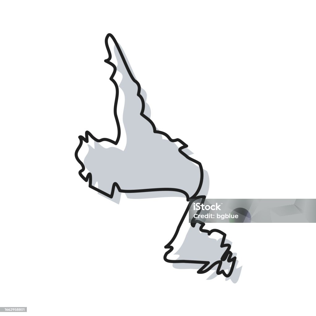 Labrador Map Simple Image Newfoundland And Labrador Map Hand Drawn On White Background Trendy ...