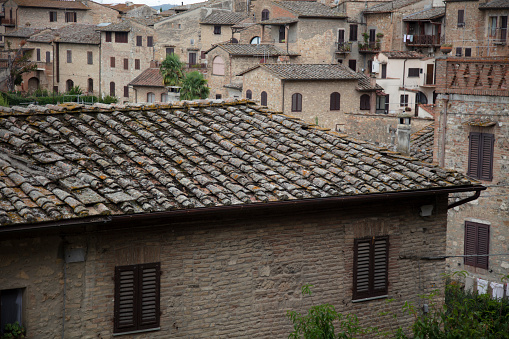 San Gimignano. Italy. Roof details from an ancient Italian city