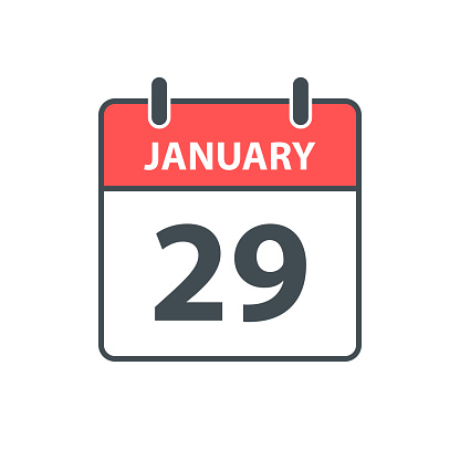 January 29. Calendar Icon in a Flat Design style. Daily calendar isolated on blank background. Vector Illustration (EPS file, well layered and grouped). Easy to edit, manipulate, resize or colorize. Vector and Jpeg file of different sizes.