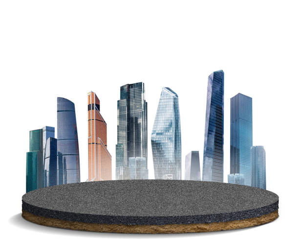 istock 3d illustration of circle road with skyline. mock up design. 1662988829