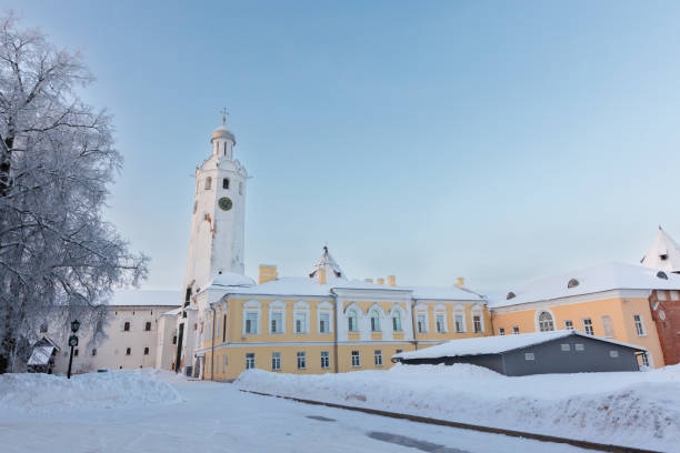 istock Veliky Novgorod, Russia. Evfimievskaya bell tower on a winter day 1663006169
