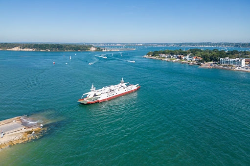 Sandbanks Chain Ferry in Poole Harbour, takes vehicles to Studland