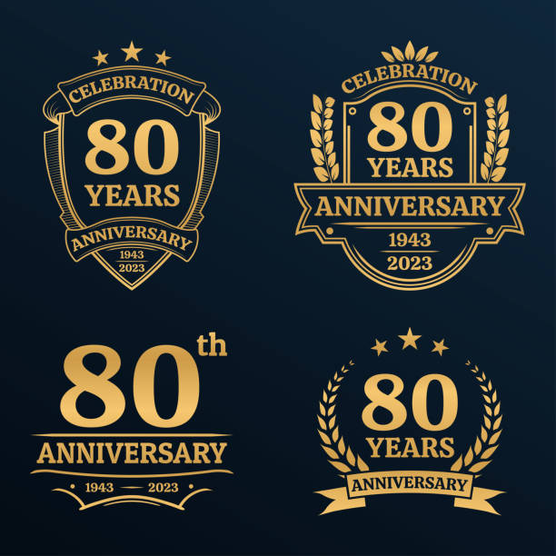 80 years anniversary icon or logo set. Vintage birthday banner design. 80th anniversary jubilee celebration golden badge or label collection. Vector illustration. 80 years anniversary icon or logo set. Vintage birthday banner design. 80th anniversary jubilee celebration golden badge or label collection. Vector illustration. 11904 stock illustrations