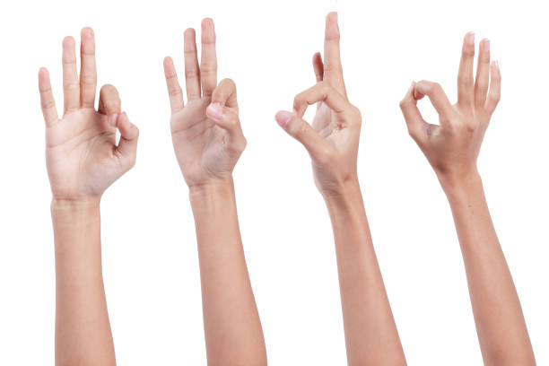 istock Set of hands ok, female hand on a white background. 1663011336