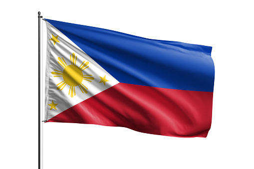 Philippines flag waving isolated on white background with clipping path. flag frame with empty space for your text.